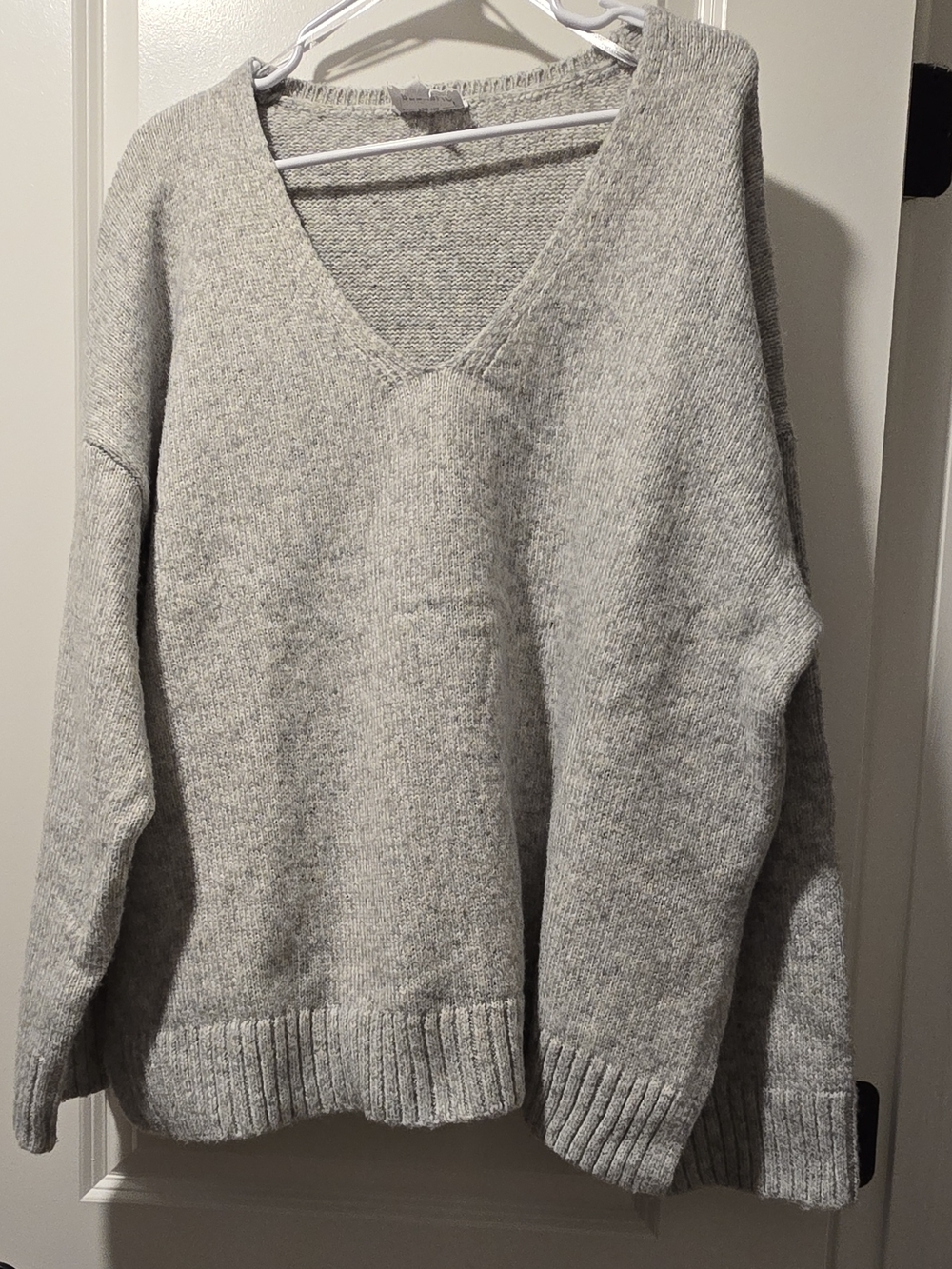 For The Republic Light Gray Knit Sweater Label Detail